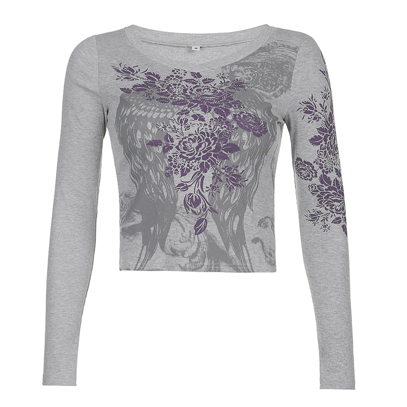 Gothic Printed Crop Top T-Shirts