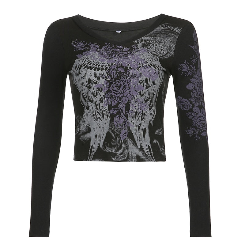 Gothic Printed Crop Top T-Shirts