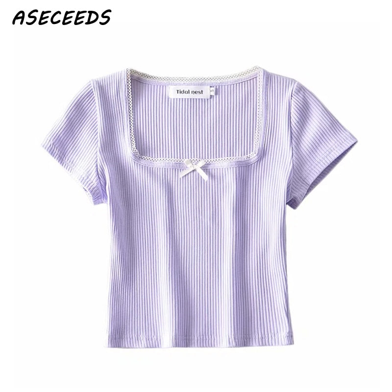 Korean Crop Top Wth Bow Tie