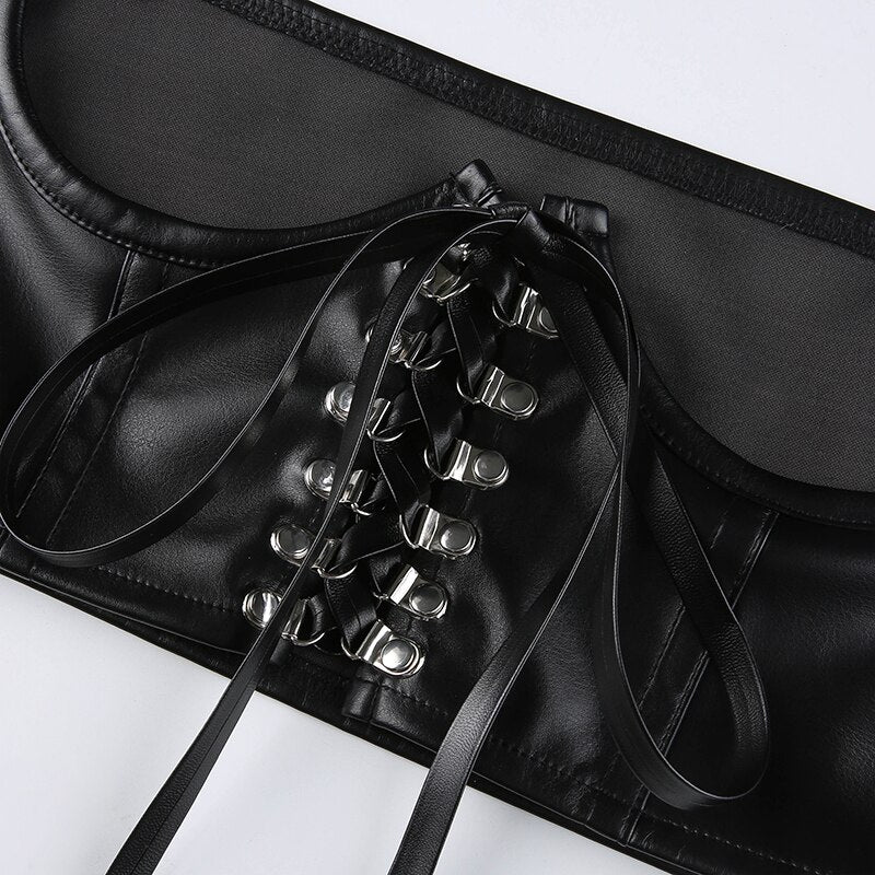 Gothic PU Leather Buckle Corset