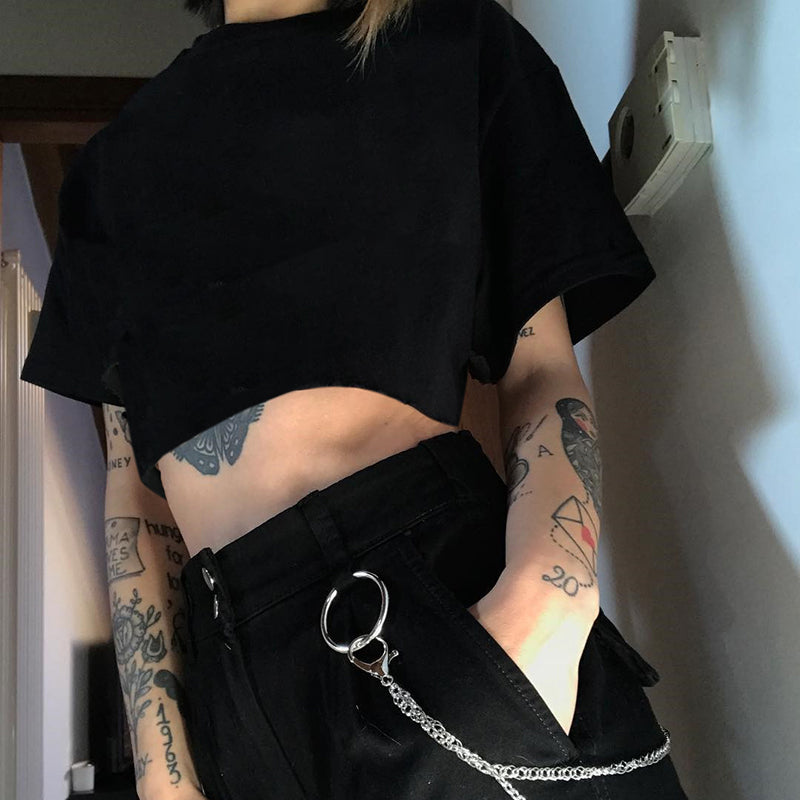 Gothic Casual Loose Crop Top