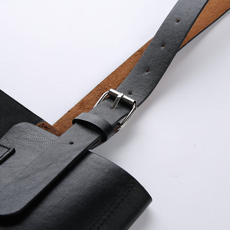 Gothic PU Leather Buckle Corset