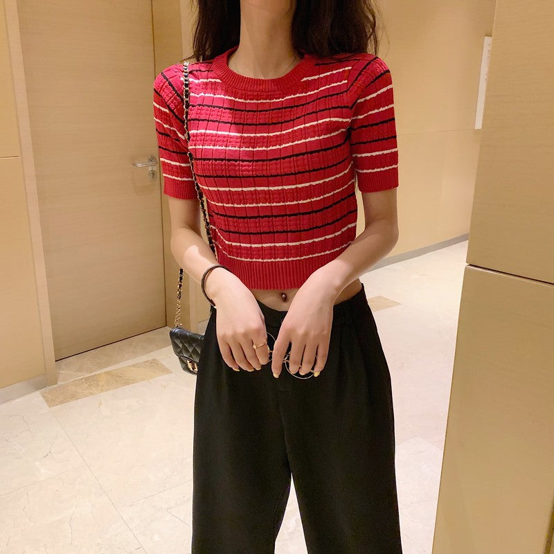 Striped Knitted Crop Top