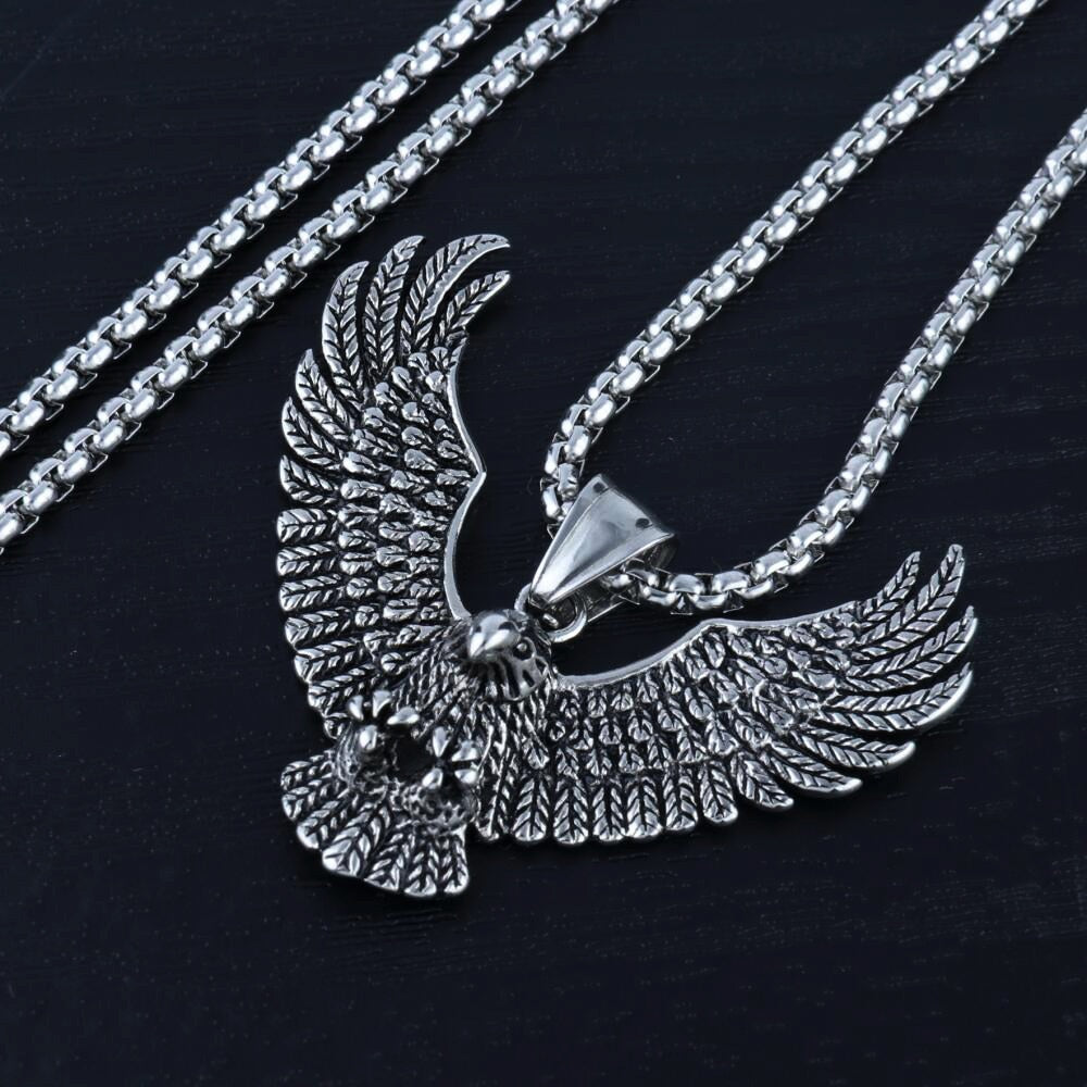 Gothic Eagle Pendant Necklace For Men