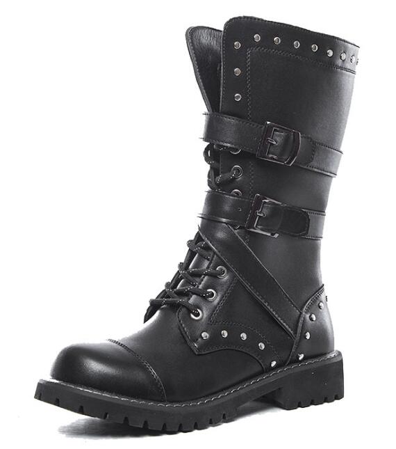 Gothic Military Combat Leather Boots