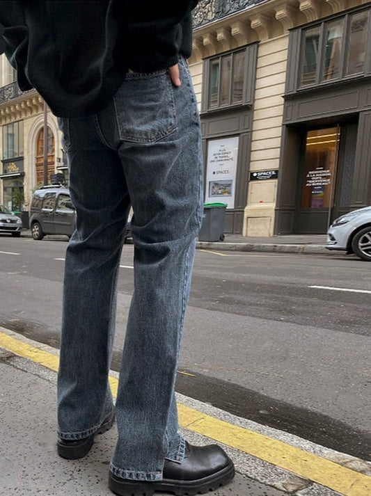 "Stylish blue jeans for men with a classic denim look"