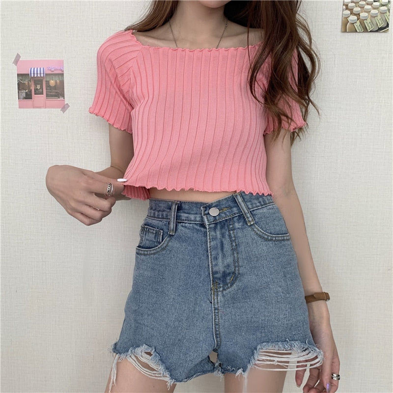Stylish Square Neck Crop Top