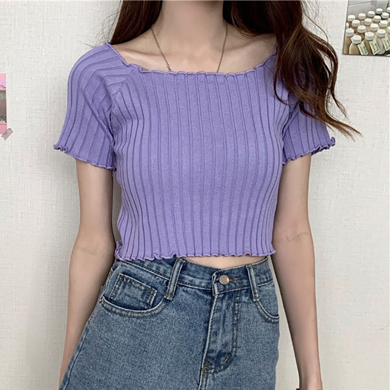 Stylish Square Neck Crop Top