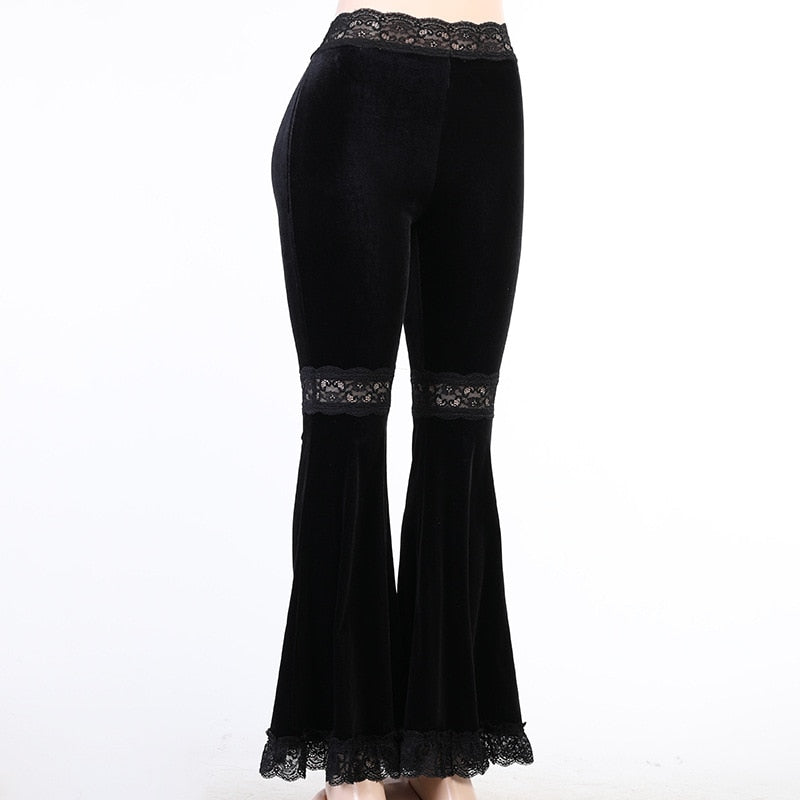 Gothic Patchwork Lace Flare Pants