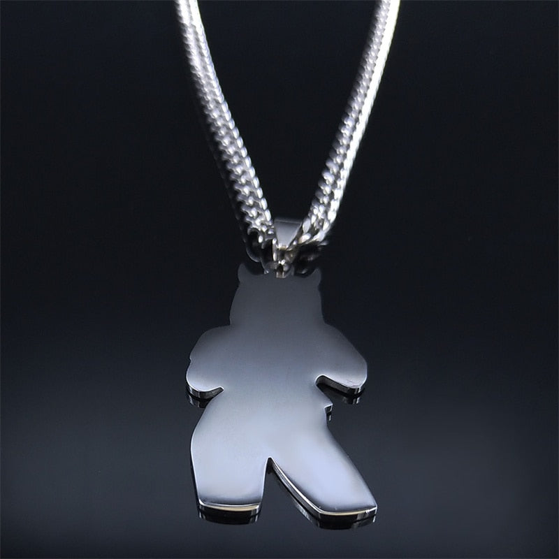 Upside Down Cross Moon Stainless Steel Necklace