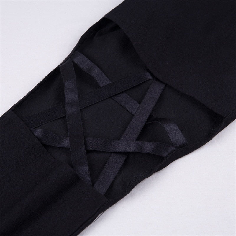 Gothic Black Pants Five Pointed Star Trousers