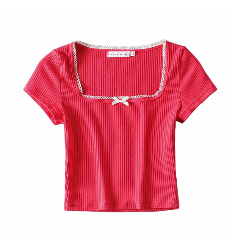 Korean Crop Top Wth Bow Tie