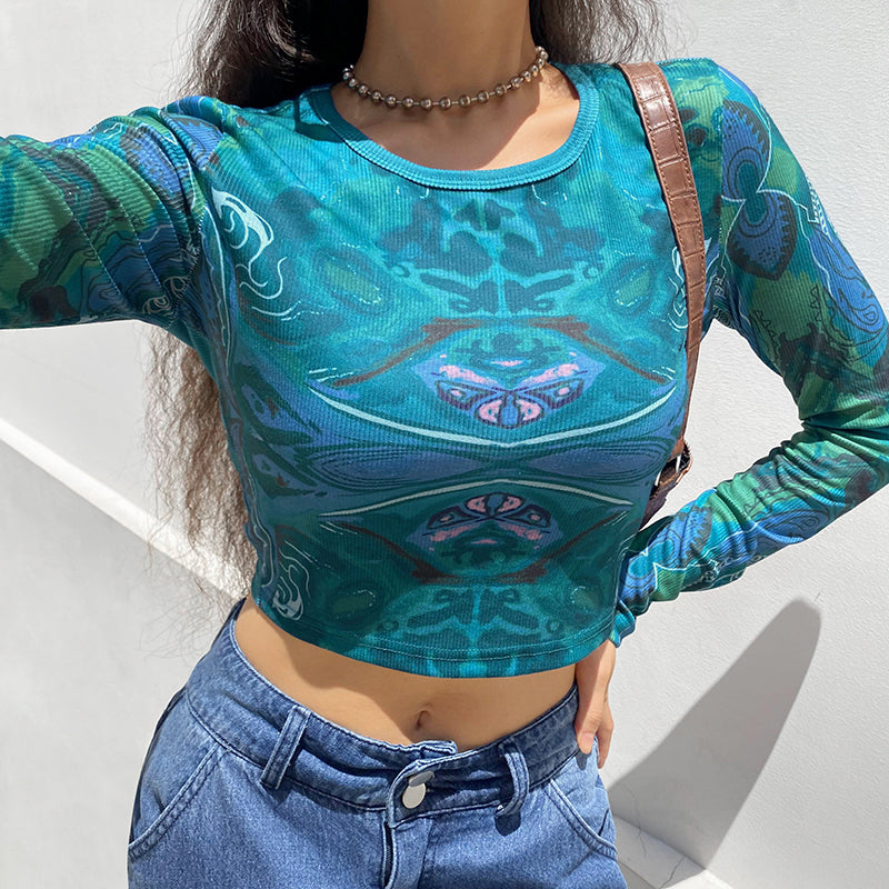 Grunge Printed Crop Top