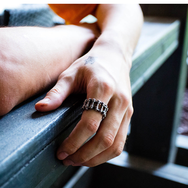 Gothic Bicycle Chain Ring for Men