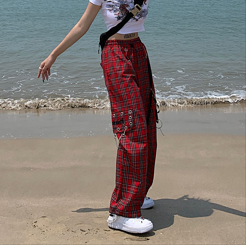 Gothic Punk Cargo Plaid Pants
