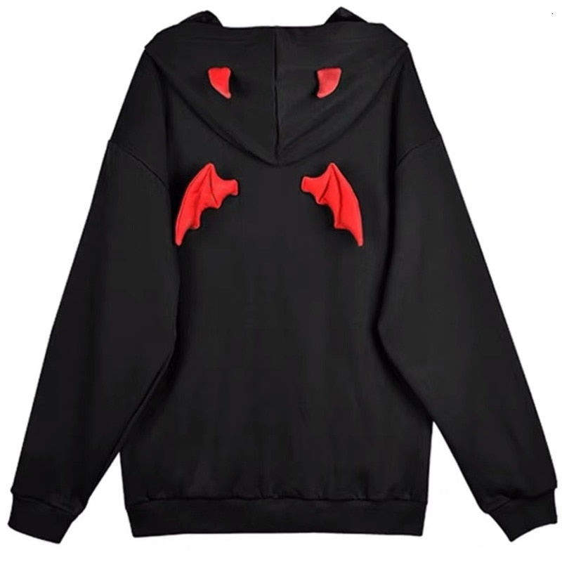 Gothic Hoodie with Little Devil Horns