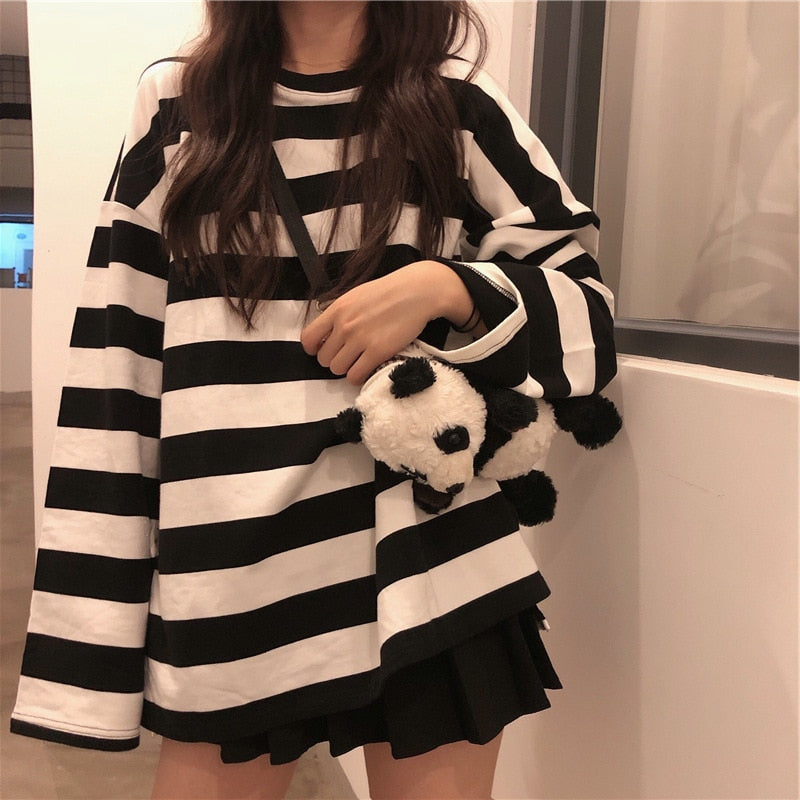 Gothic Striped Shirt Streetwear