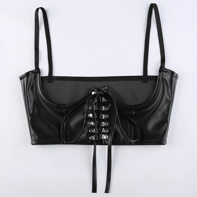 Gothic PU Leather Buckle Corset
