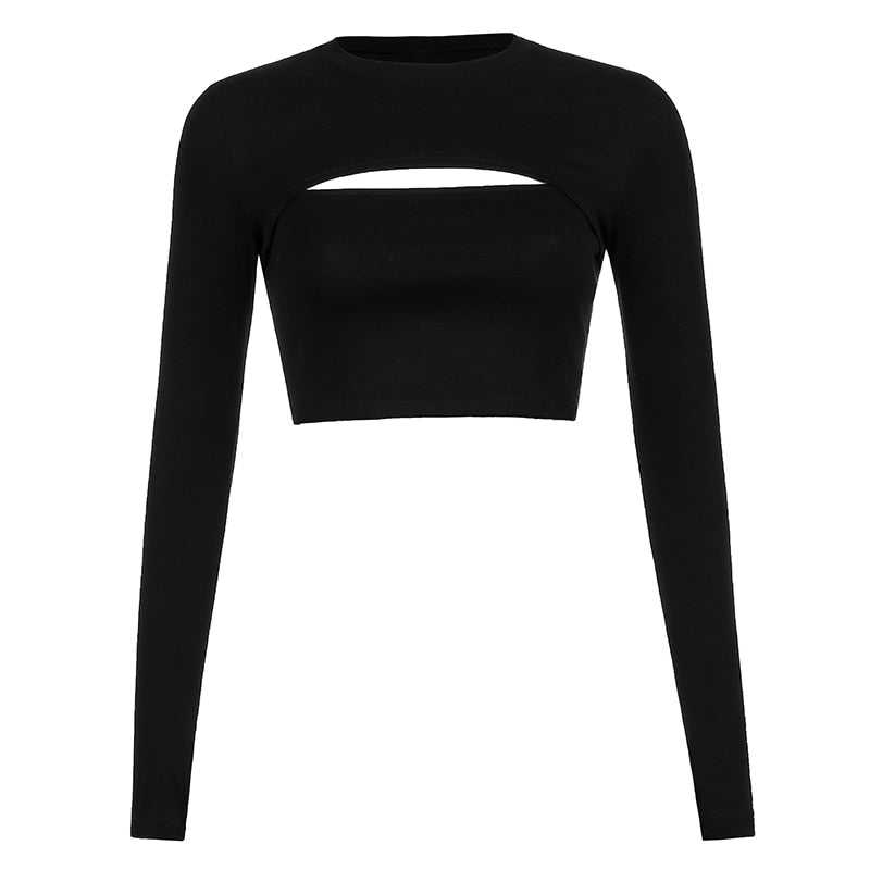 Solid Hollow Out Gothic T-Shirt