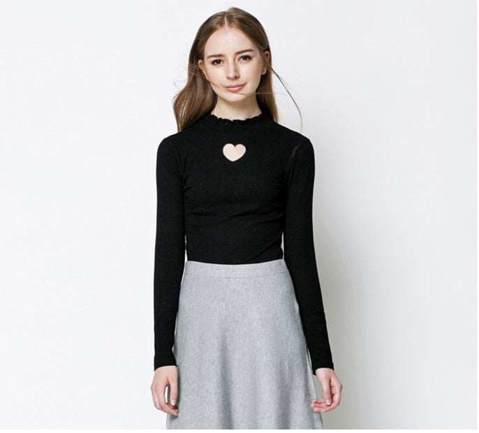 Gothic Love Heart Hollow Out Shirt