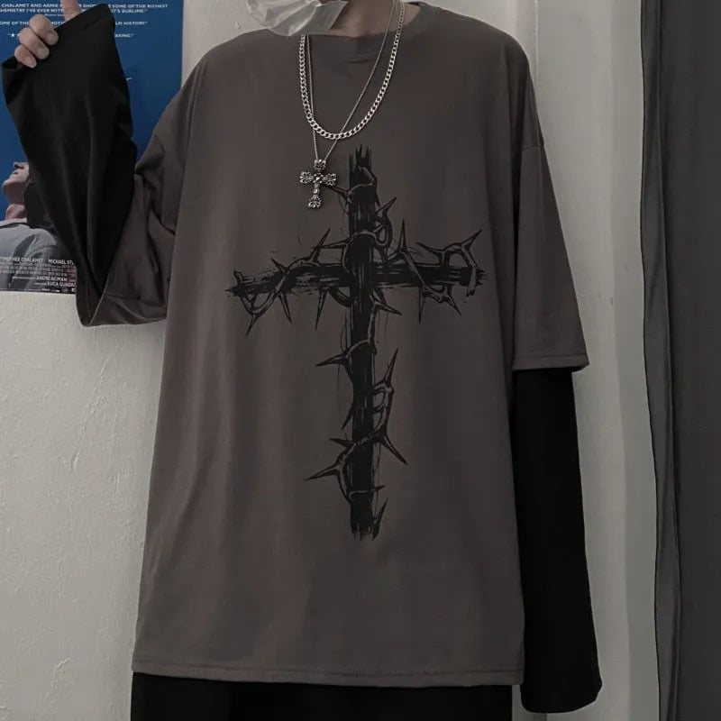 Gothic Style T-shirt with Two-Piece Design