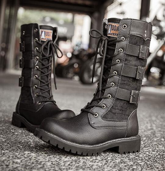 Gothic Military Combat Leather Boots