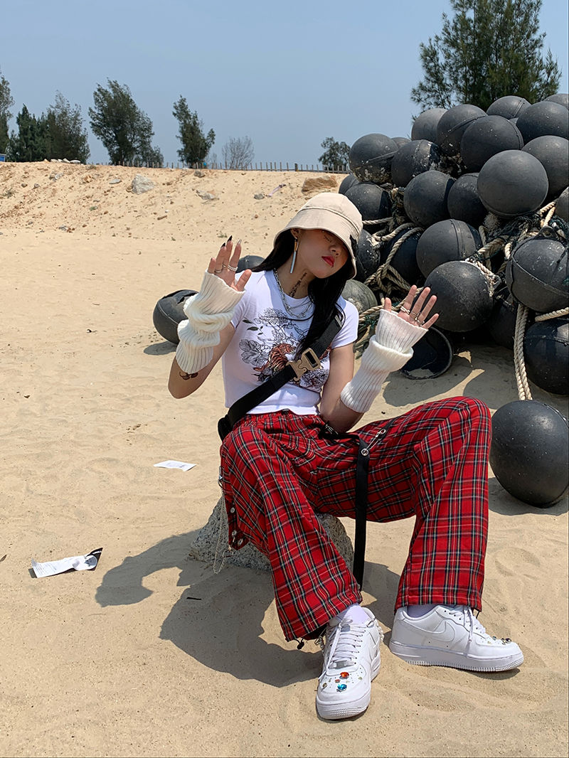 Gothic Punk Cargo Plaid Pants