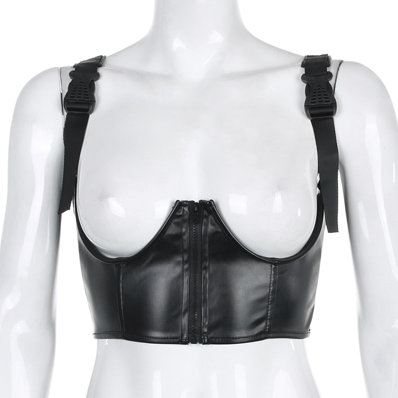 Punk PU Leather Crop Top