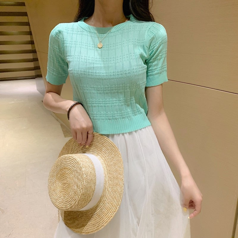 Striped Knitted Crop Top