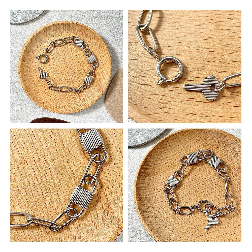 Gothic Lock Key Bracelet for Women