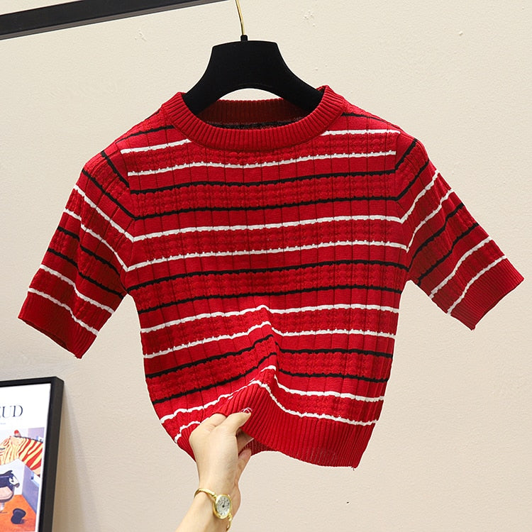Striped Knitted Crop Top