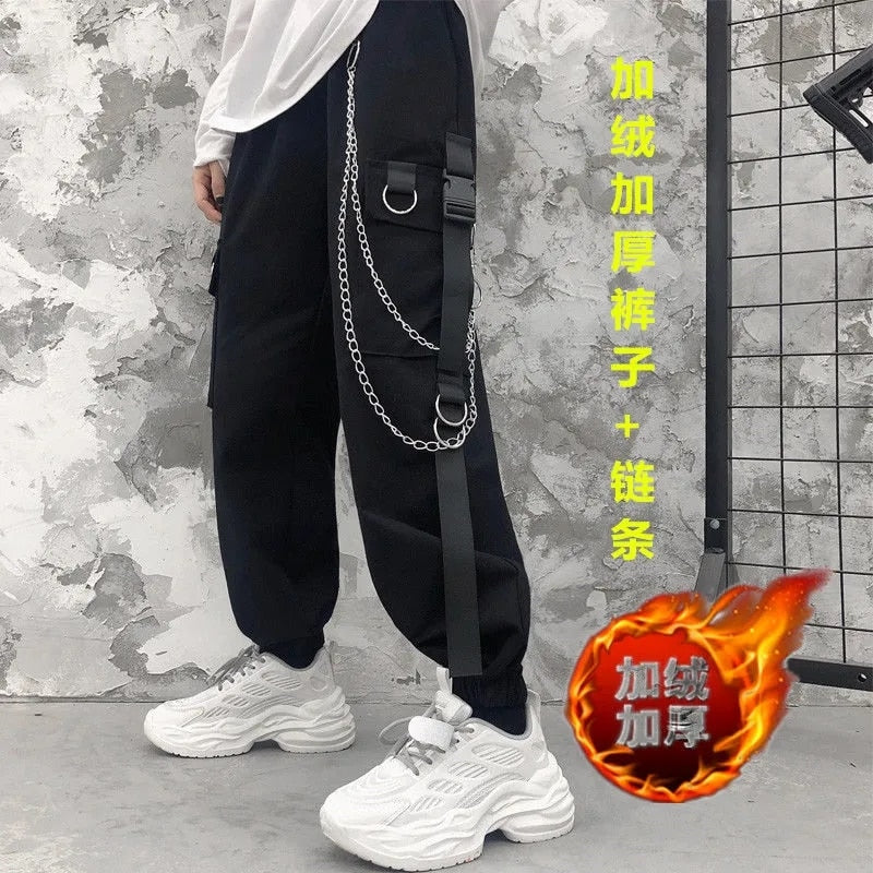 Gothic Cargo Pants with Chains Pocket