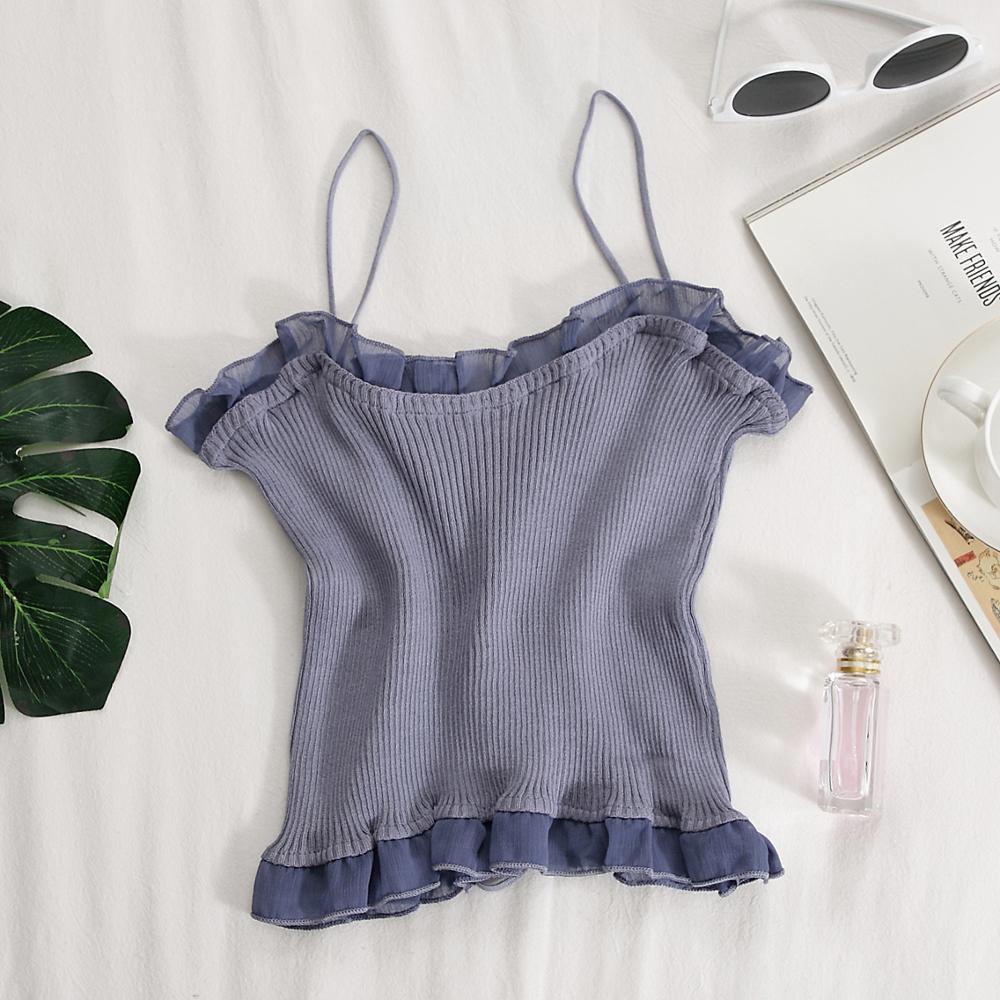 Gothic Y2K Cross Halter Knitted Camis Crop Top