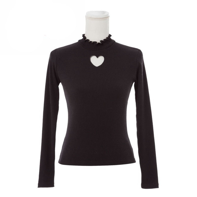 Gothic Love Heart Hollow Out Shirt