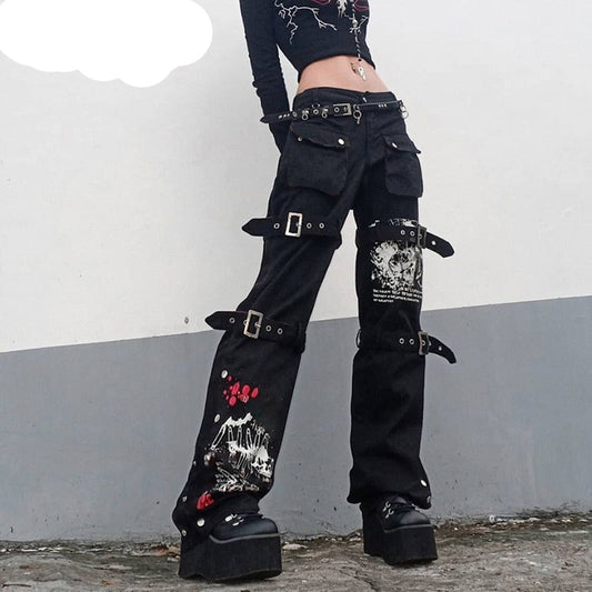 Gothic Emo Alt Cargo Pants Techwear