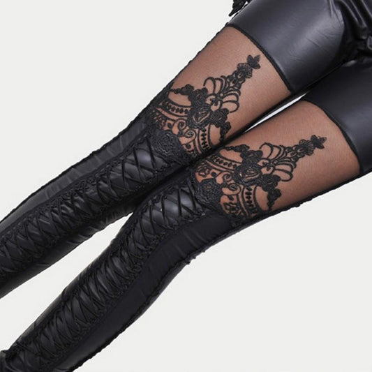 Sexy Women Faux Leather Gothic Punk Leggings