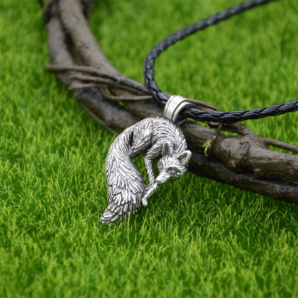 Vintage Slavic Fox Pendant Animal Viking Jewelry Necklace