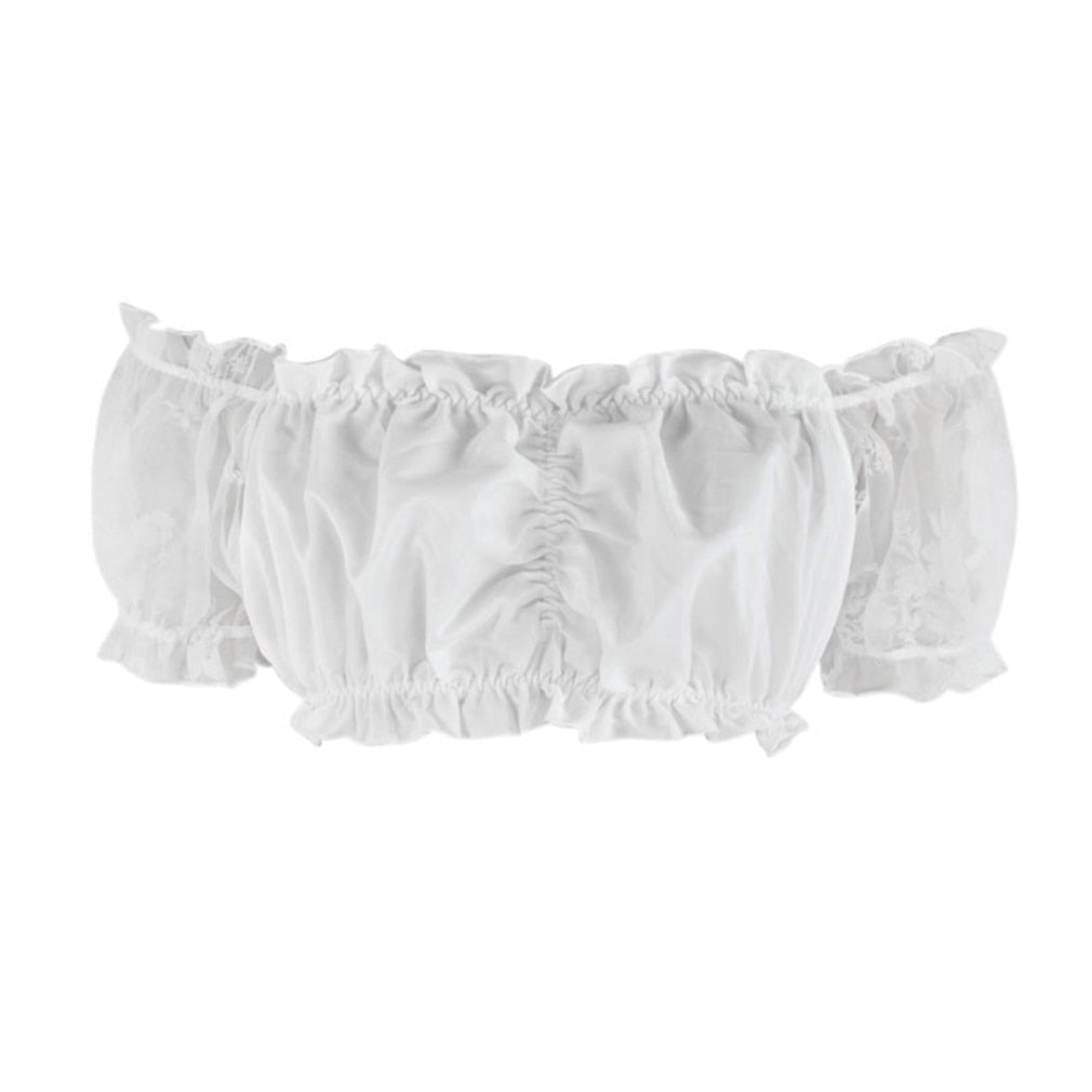 Elegant and captivating gothic lace off-shoulder crop top for a bold look