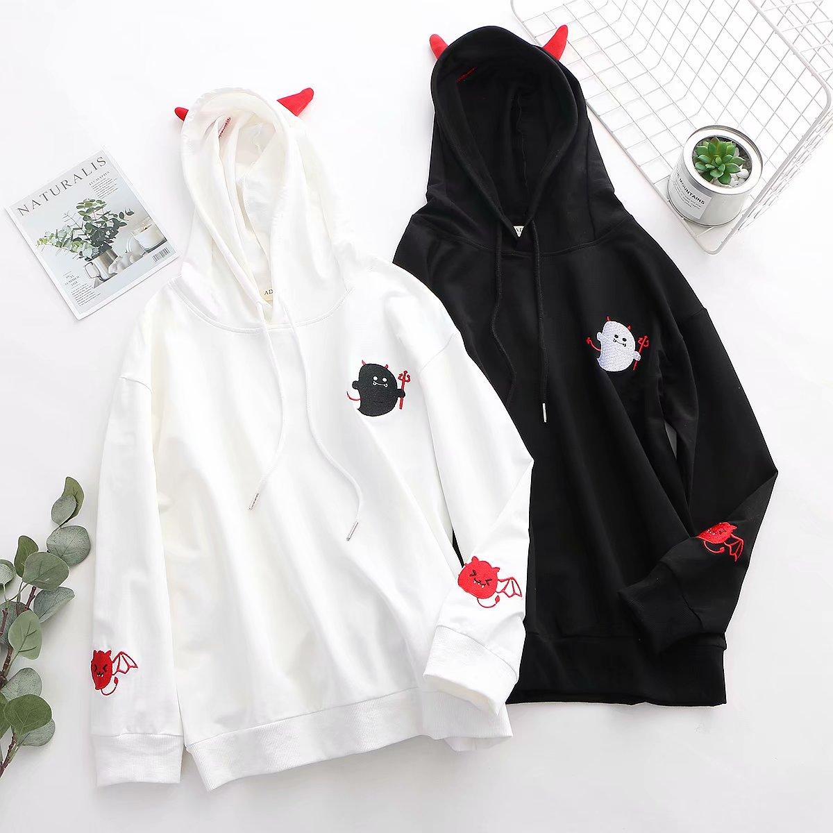 Harajuku Hoodies with Little Devil Horns