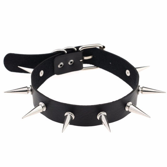 Gothic Black Spike Choker Belt Collar for Women