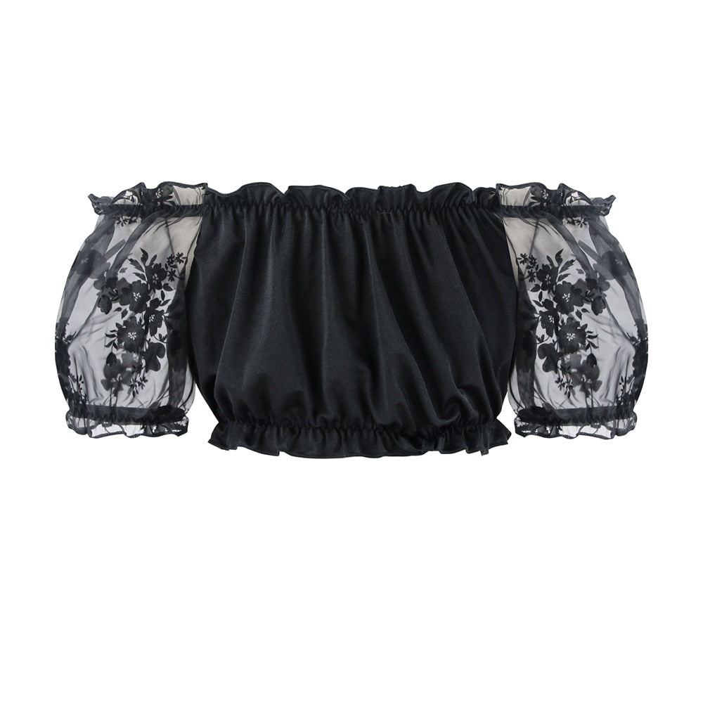 tatement-making gothic lace off-shoulder crop top for an unforgettable look