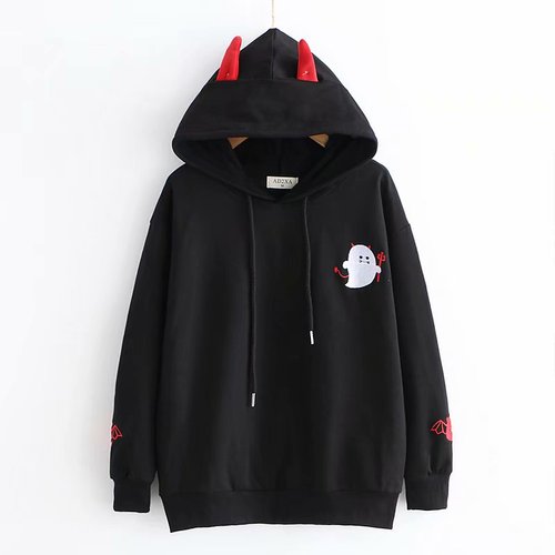 Harajuku Hoodies with Little Devil Horns