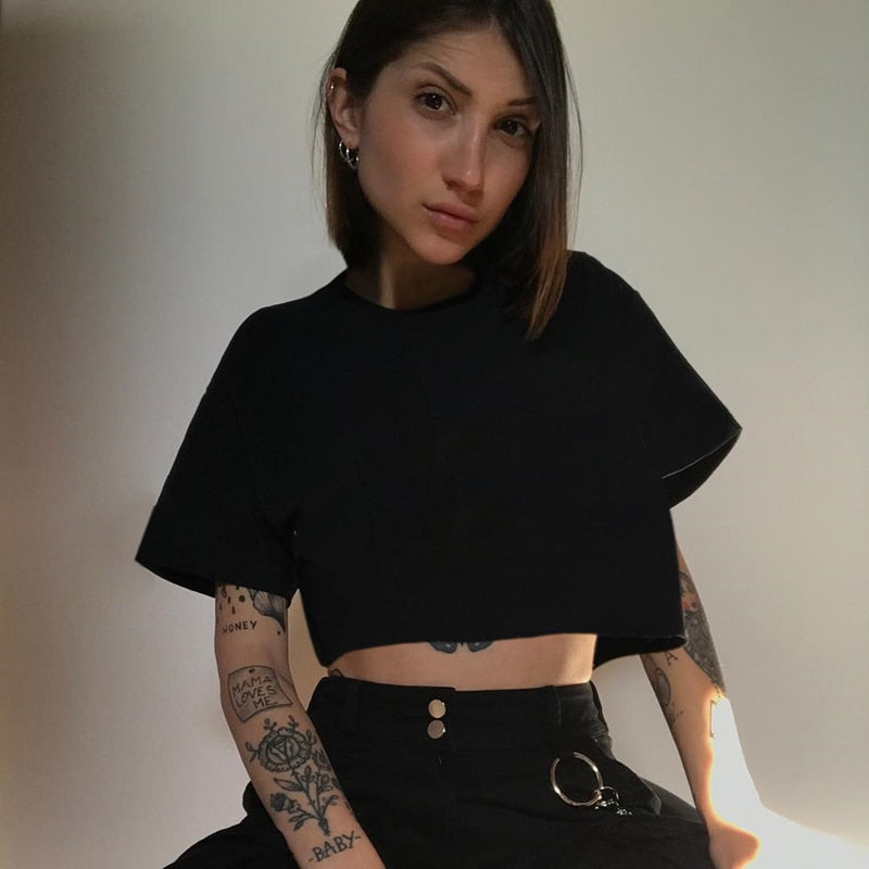 Gothic Casual Loose Crop Top
