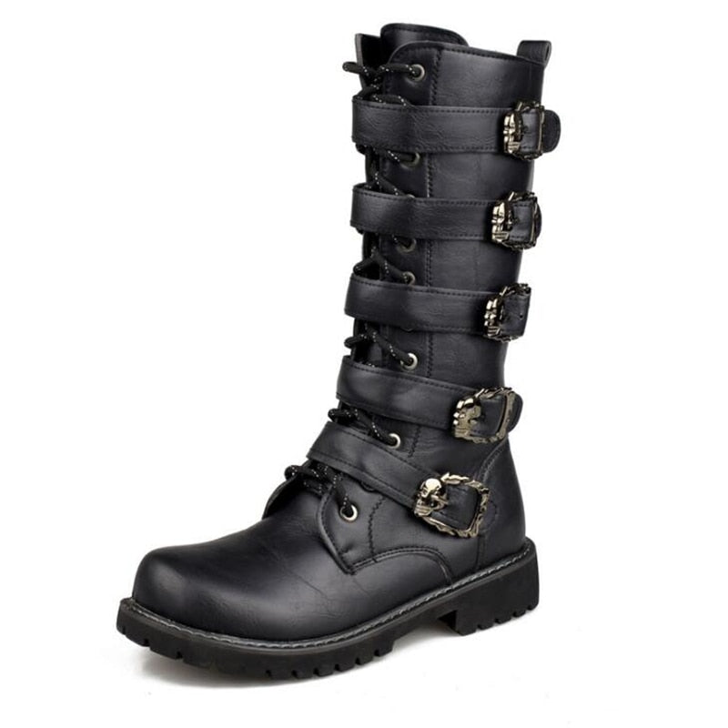 Gothic Military Combat Leather Boots