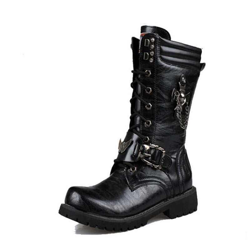 Gothic Military Combat Leather Boots