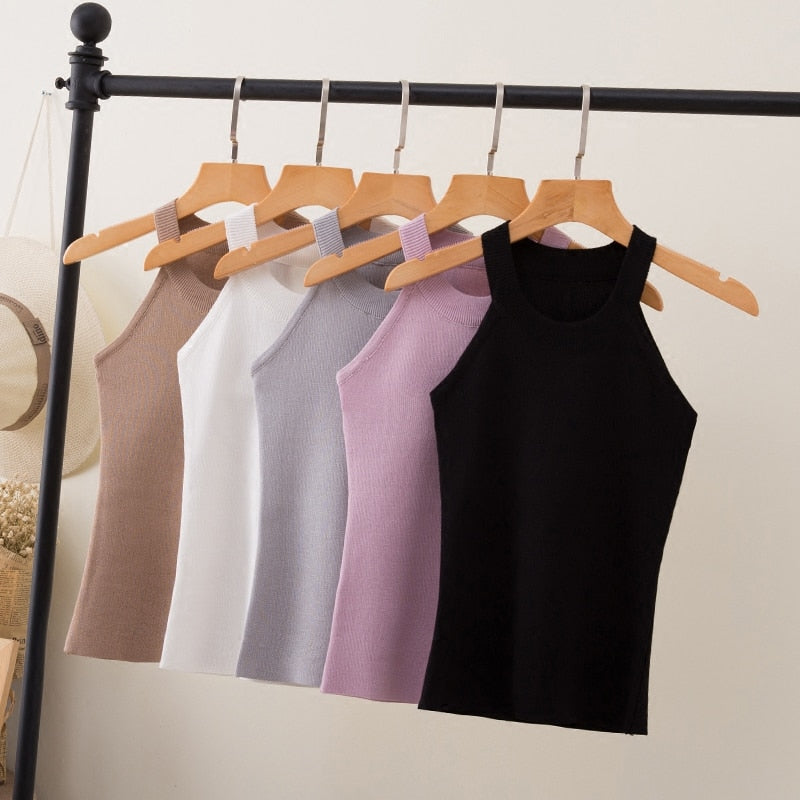 Summer Slim Knitting Halter Camisole Tops