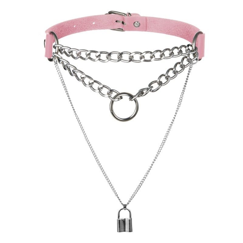 E-girl Choker Collar Lock necklace