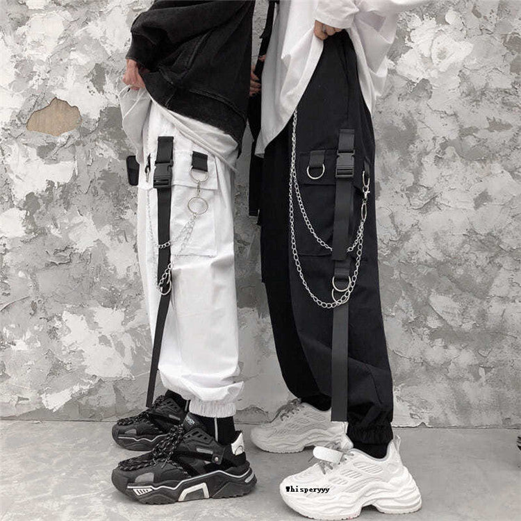 Gothic Cargo Pants with Chains Pocket