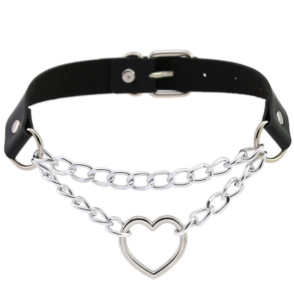 Heart chain Choker Goth