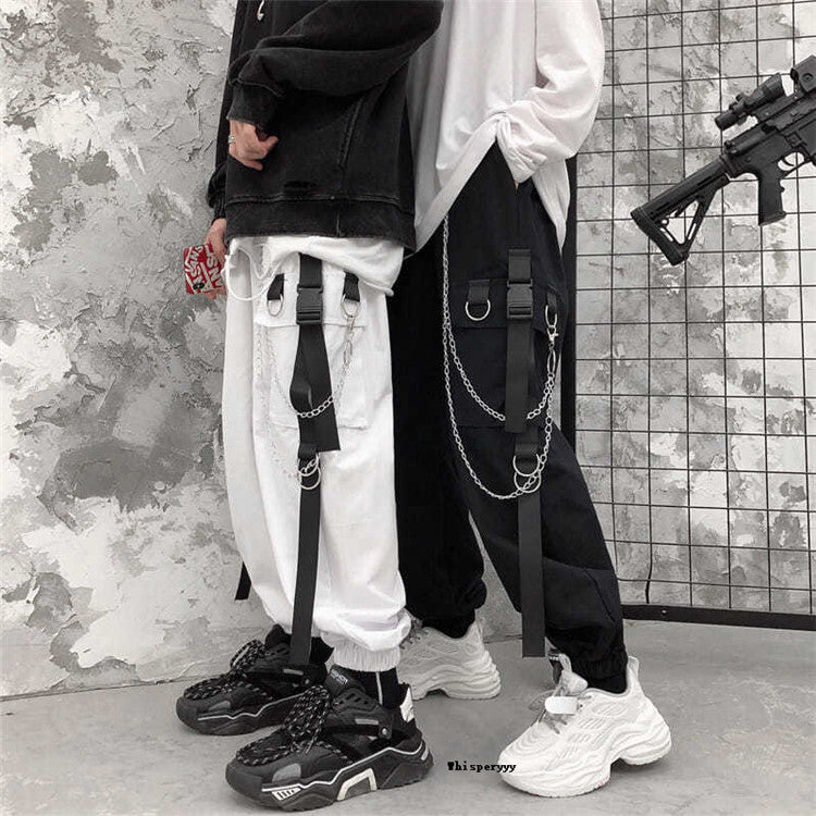 Gothic Cargo Pants with Chains Pocket